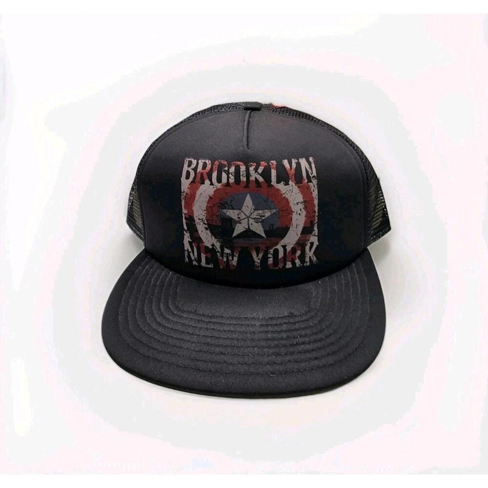 Brooklyn New York Captain America Black Trucker Hat Cap Marvel NYC